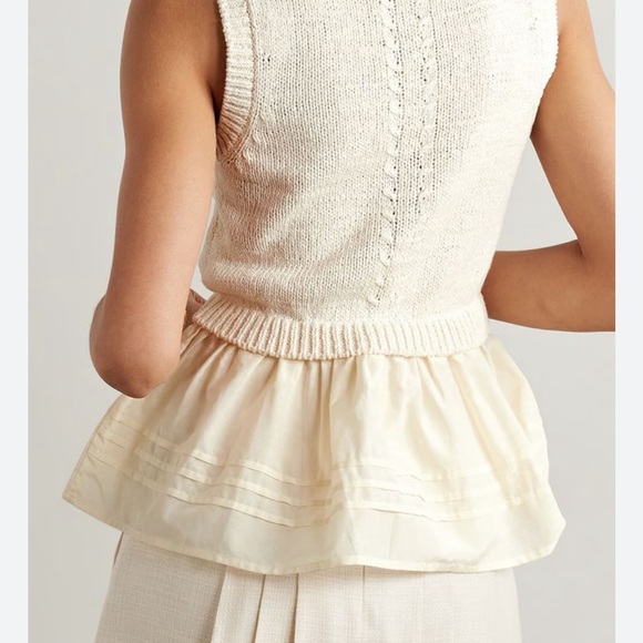 NWT Ulla Johnson Edda Elegant Sleeveless Knit Peplum Silk & Cotton Top Ivory - Picture 14 of 16